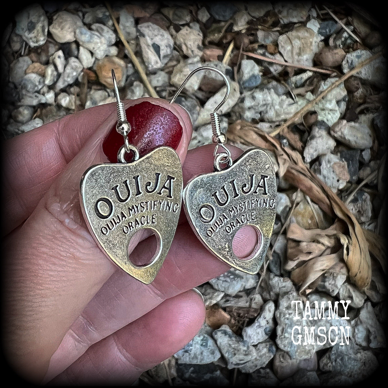 Ouija planchette earrings-Occult earrings