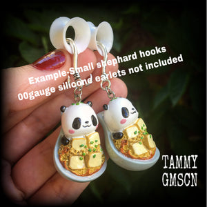 Panda bear earrings-Ramen earrings