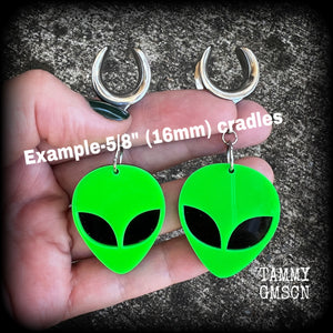 Alien earrings-Alien face tunnel earrings